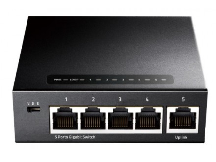 Cudy GS105 metalni 5-Port Gbit Desktop Switch, 5x RJ45 10/100/1000 (Alt. G1005) ver 2.0