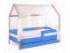 Dečiji krevet Domek kućica sa fiokom 160x80 - plava slika 1