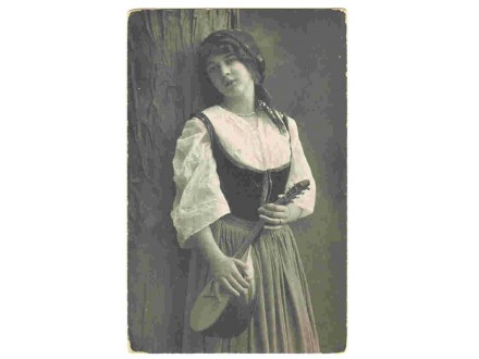 Devojka sa lutnjom,cb razglednica,1927,putovala.