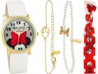 Disney Minnie Mouse Gold ženski ručni sat + nakit NOVO
