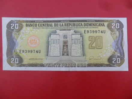Dominikana - Dominican Rep 20 Pesos Oro 1990, P7565, eR