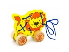 Drvena igračka za vuču i pertlanje `Lav`