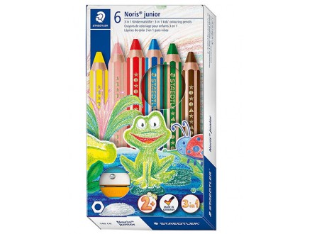 Drvene bojice - Staedtler Buddy 3-in-1 Colouring Pencil 6 Colours + Sharpener