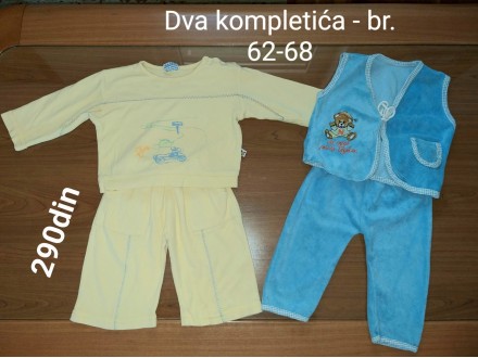 Dva kompletića za bebe plavi i žuti br. 62-68