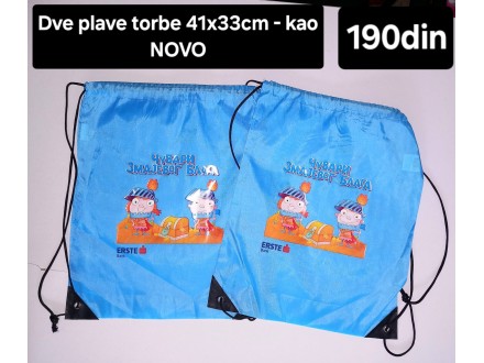 Dve dečije torbe plave boje - kao NOVO
