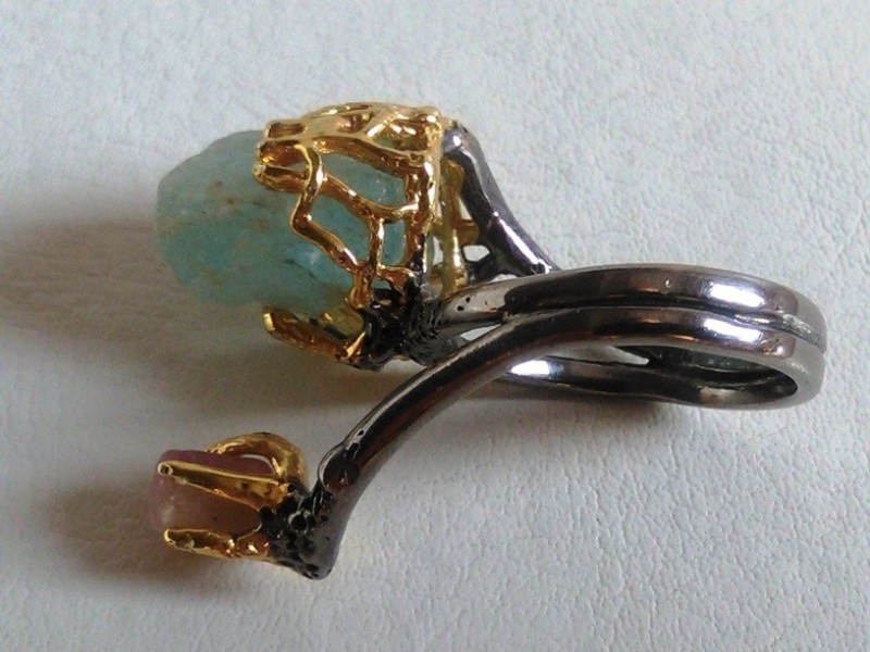 EKSKLUZIVAN srebrni prsten,prirodan AKVAMARIN 50ct,NOV