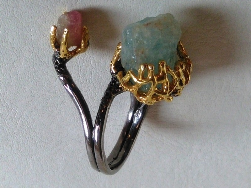 EKSKLUZIVAN srebrni prsten,prirodan AKVAMARIN 50ct,NOV