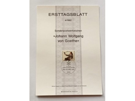 ETB Nemačka  - Johann Wofgang Von Goethe - 1982.g