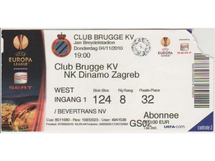 FUDBAL: CLUB BRUGGE KV - DINAMO (Zagreb) 04.11.2010