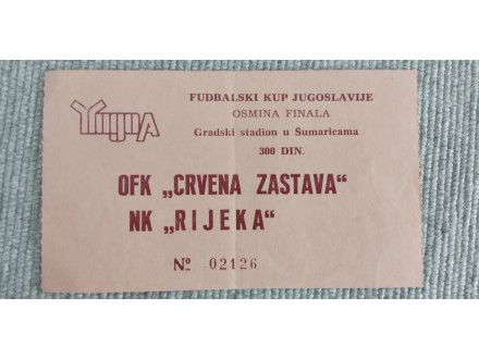 FUDBAL: CRVENA ZASTAVA - RIJEKA 09.09.1986 / KUP - RRR