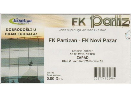 FUDBAL: PARTIZAN - NOVI PAZAR 10.08.2013