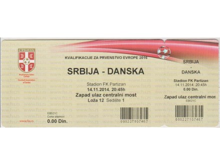 FUDBAL: SRBIJA - DANSKA 14.11.2014 - CELA / BEZ PUBLIKE