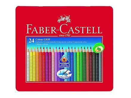 Faber-Castell Coloured Pencil - Grip, Tin Case, 24 - Faber-Castell