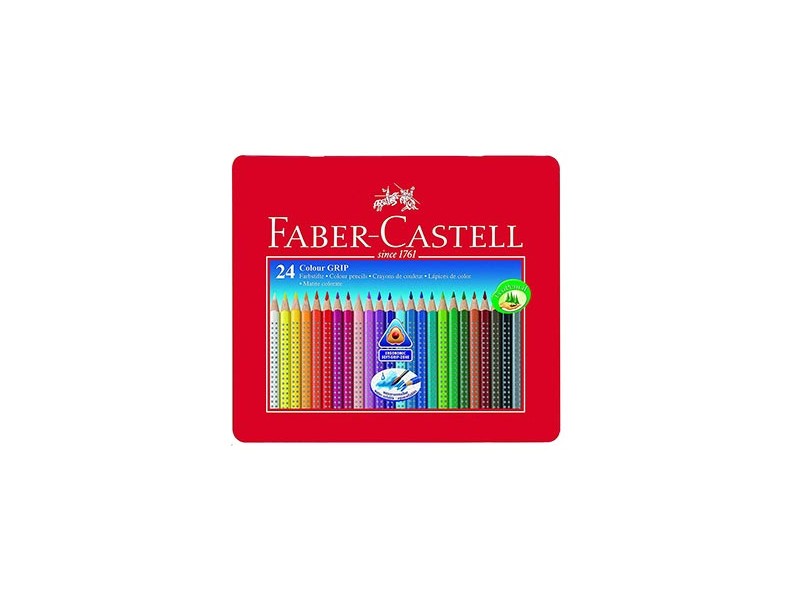 Faber-Castell Coloured Pencil - Grip, Tin Case, 24 - Faber-Castell