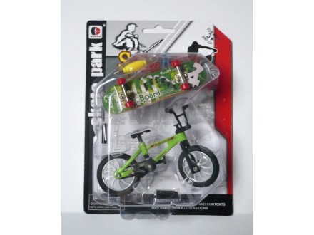 Finger game set, bicikl i skejt, zeleni