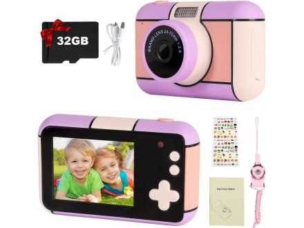 Fotoaparat kamera za decu 32MP roza + 32gb memorijska