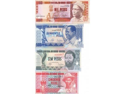 GUINEA BISSAU set 50, 100, 500 i 1000 Pesos 1990 UNC