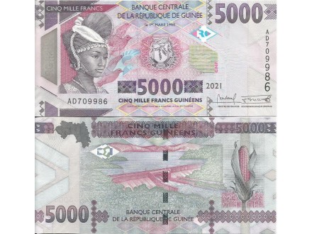 Guinea 5000 francs 2021. UNC