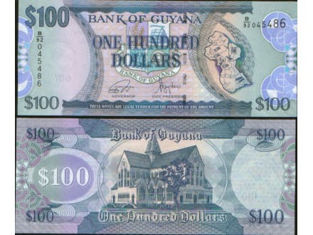 Guyana 100 Dollars 2022. UNC