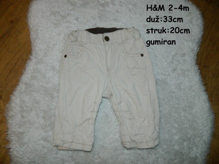 H&M postavljene, somot pantalone 2-4 M-kao NOVE