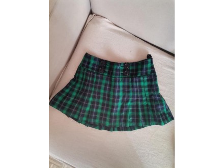 H&M zelena karirana mini suknja S