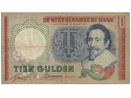 Holandija  10 gulden 1953.