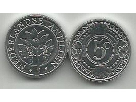 Holandski Antili 5 cents 1990. UNC