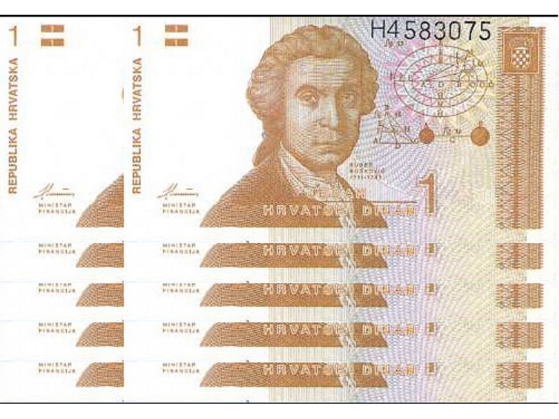 Hrvatska 10 X 1 Hrvatski Dinar 1991. UNC.