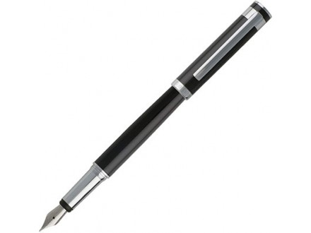Hugo Boss Fountain Pen, Caption Classic, Black-Chrome - Hugo Boss