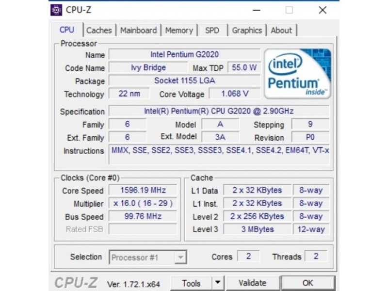Intel Pentium G2020 2.9Ghz LGA1155