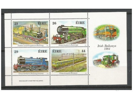 Irska 1984. Zeleznica,lokomotive,cist blok