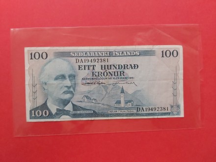 Island 100 kronur 1961