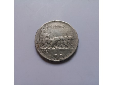 Italija 50 centisimi 1921 - Nazubljena ivica Retko