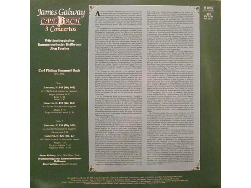 JAMES GALWAY - C.P.E. Bach..3 Concertos