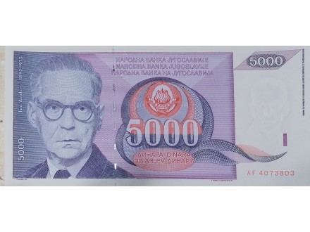 JUGOSLAVIJA 5000 dinara (1991)  UNC