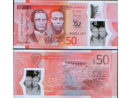Jamaica 50 Dollars 2022/2023. UNC Polymer.