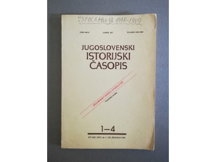Jugoslovenski istorijski časopis 1-4, 1989