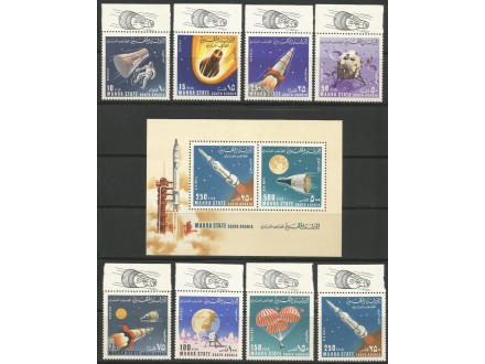 Južna Arabija,Istraživanje kosmosa 1967.,set+blok,čisto