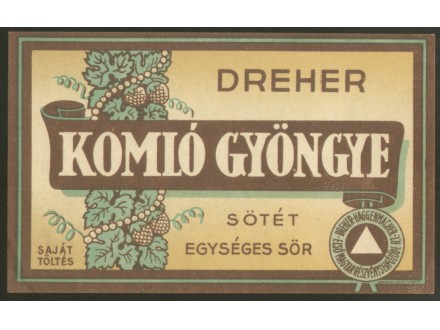 KOMLO PIVO madjarska pivska etiketa oko 1930