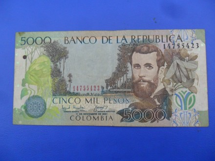 Kolumbija-Colombia 5000 Pesos 2001, v9, P7799, RR