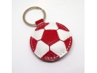 Kožni privesak za ključeve fudbalska lopta - Crveno-beli