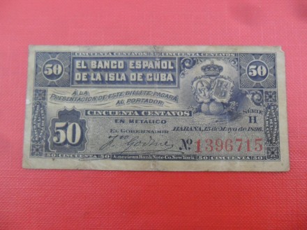 Kuba-Cuba 50 Centavos 1896, v1, P7812, RR
