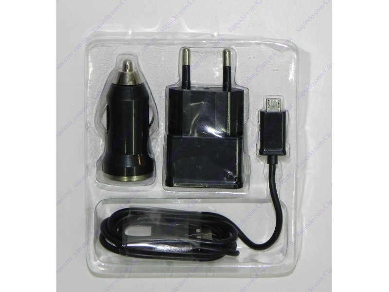 Kucni i auto punjac micro USB + BESPL DOST. ZA 3 ART.