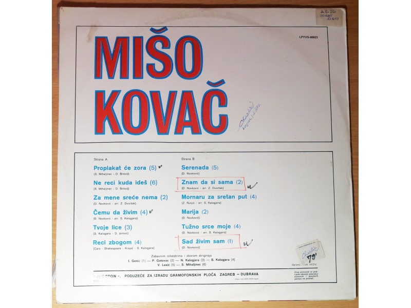 LP MIŠO KOVAČ - Mišo Kovač (1971) 2. press, M/VG