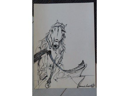 Laza Šermetr Konj u kasu, crtež