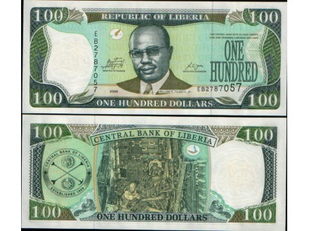 Liberia 100 Dollars 2009. UNC.