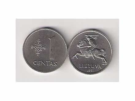 Litvanija 1 centas 1991. UNC/AUNC