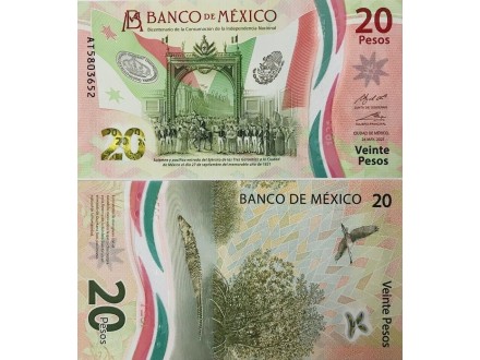 MEKSIKO Mexico 20 Pesos 2021 UNC, P-New  Polymer