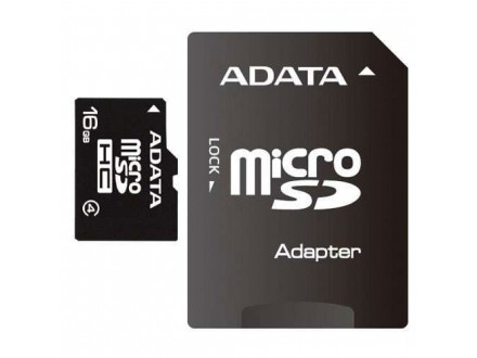 MICRO SD 16GB AData + SD adapter AUSDH16GCL4-RA1