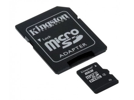 MICRO SD  8GB KINGSTON + SD adapter SDC4/8GB